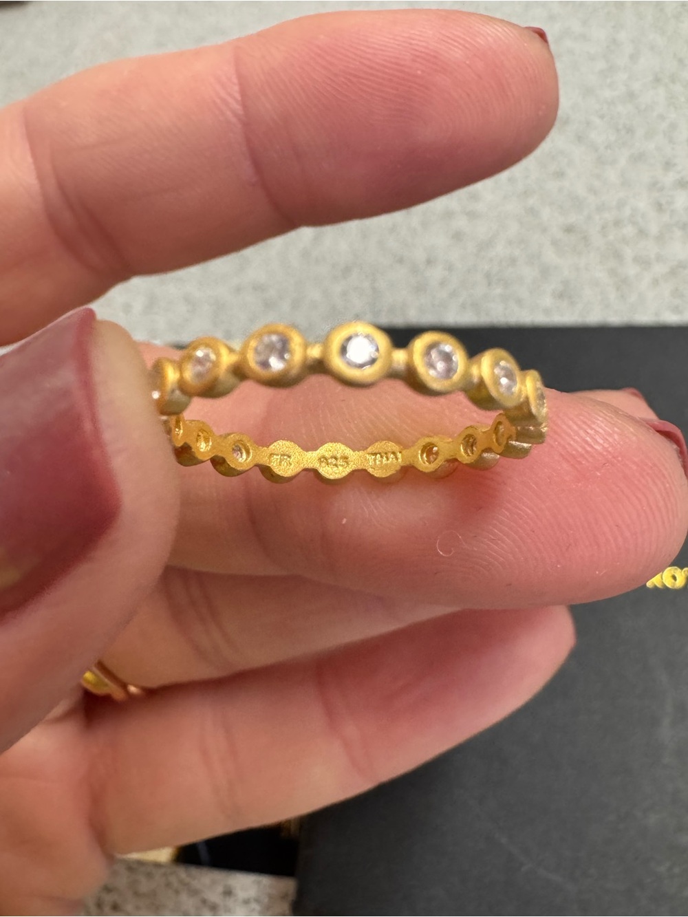 Freida Rothman Matte Gold Bezel Stacking Ring - Picture 4 of 6